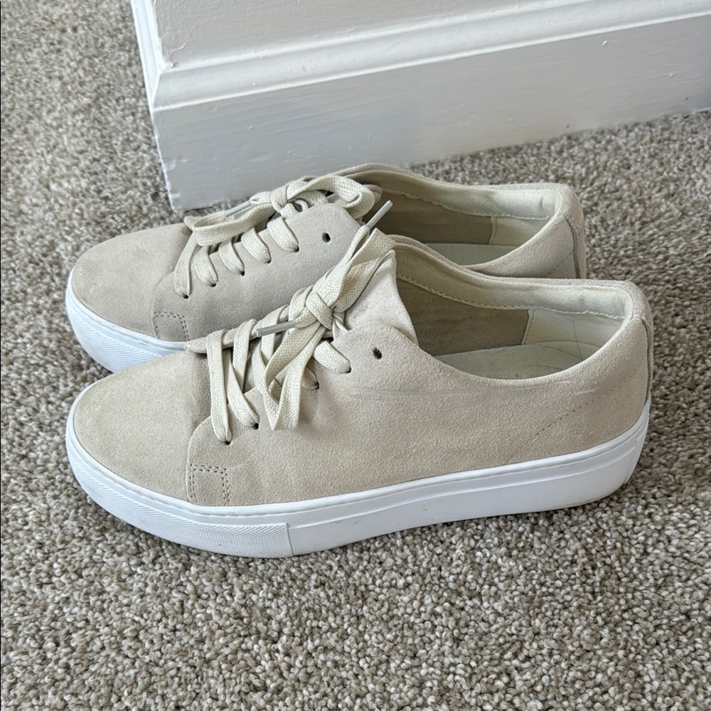 Women's Beige Suede Platform New Republic Sneakers